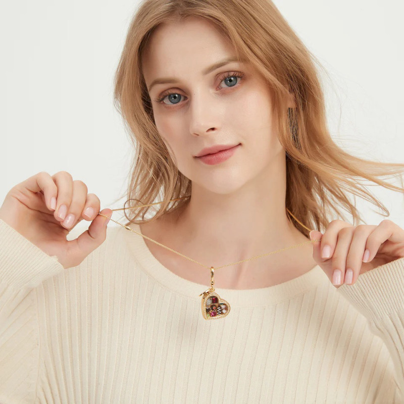 High-end Niche Fashion Transparent Openable Chocolate Heart Storage Box Pendant Copper Material Outer Box