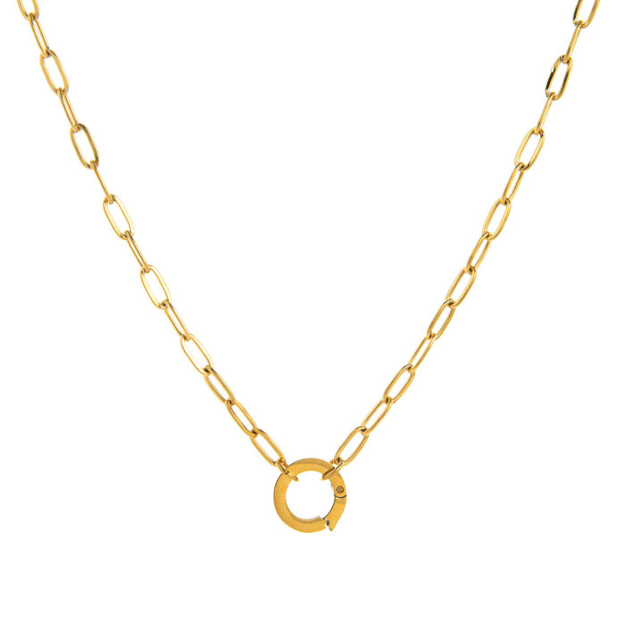 European and American New Style DIY Basic Adjustable Chain Collection Round Oval Necklace Electroplated 18K Gold Color Retention