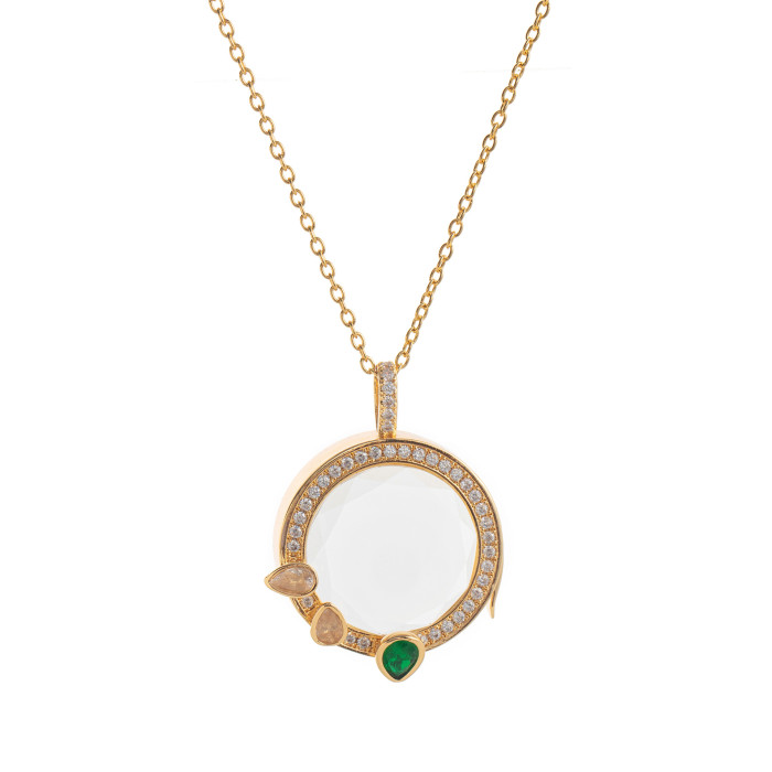European and American Retro Personality Photo Box Pendant Necklace Openable DIY Pendant Hollow Design Transparent Box 18K Gold Color Retention