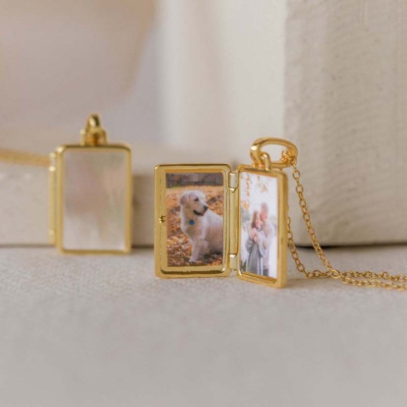 Shell Pendant Open and Close Photo Album Minimalist Magnetic Photo Box Pendant Necklace Square Round Simple Necklace