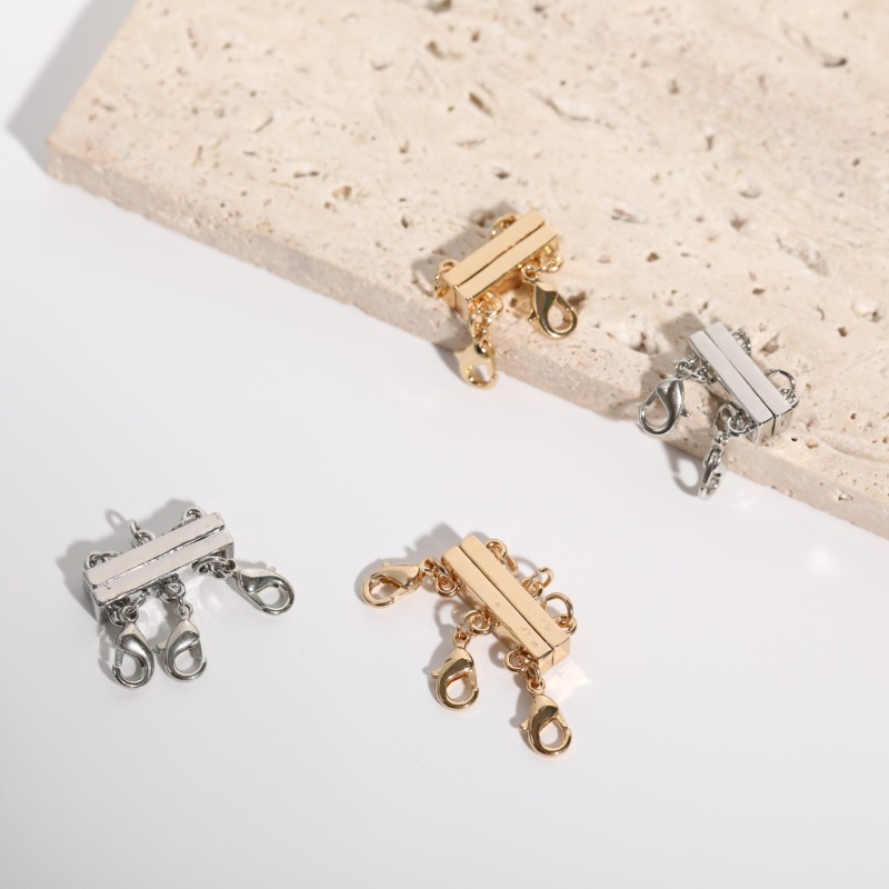 Cross-Border Jewelry Accessories Layered Magnetic Necklace Clasp Stacking Necklace Multi-Layer Clasp Copper Gold-Plated Magnetic Clasp