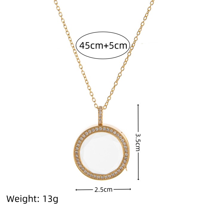 European and American Retro Personality Photo Box Pendant Necklace Openable DIY Pendant Hollow Design Transparent Box 18K Gold Color Retention