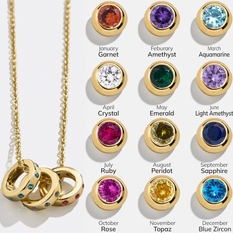 New Product Circle Zodiac Birthstone Custom DIY Necklace for Women Family Gift Birthstone Clavicle Chain