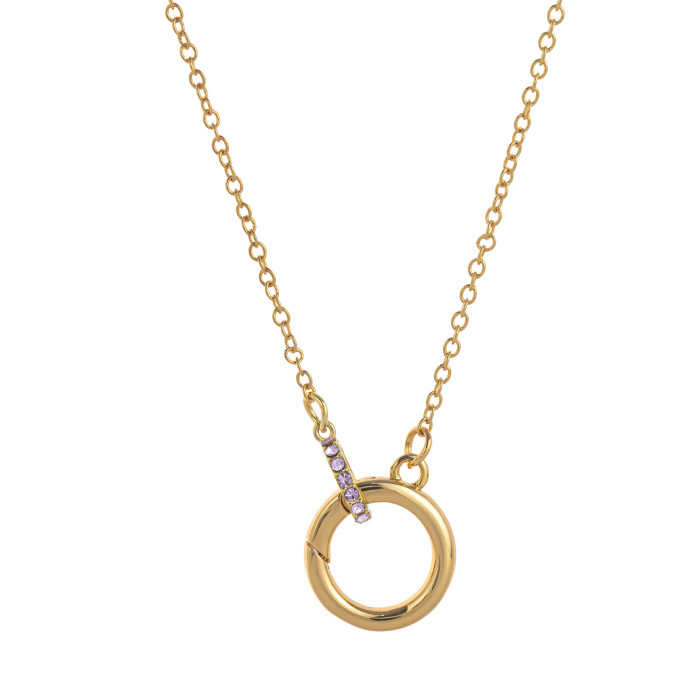European and American Cross-Border Colorful Twelve Birthstone Niche Adjustable Necklace Light Luxury Women's Collarbone Chain Gold Plated