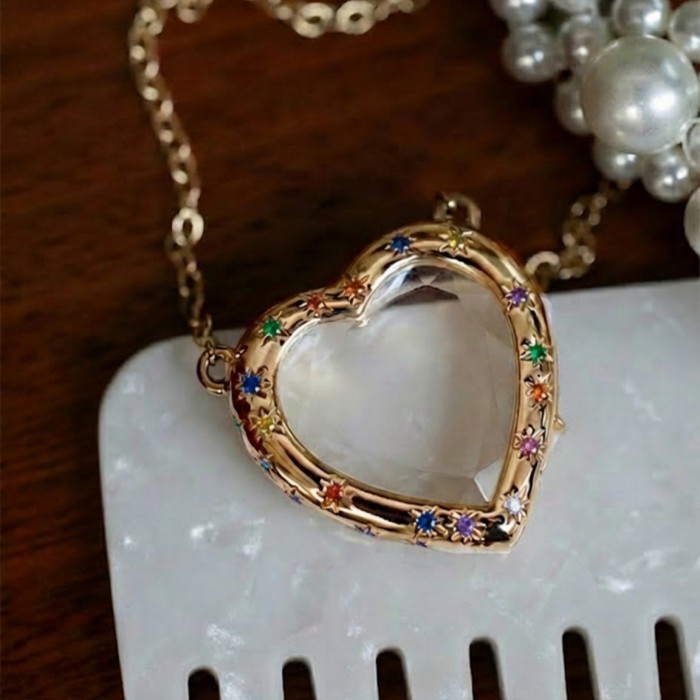 Cross-Border Hot-Selling Transparent Glass Open-Close Design DIY Cute Personalized Necklace Simple Versatile Accessory