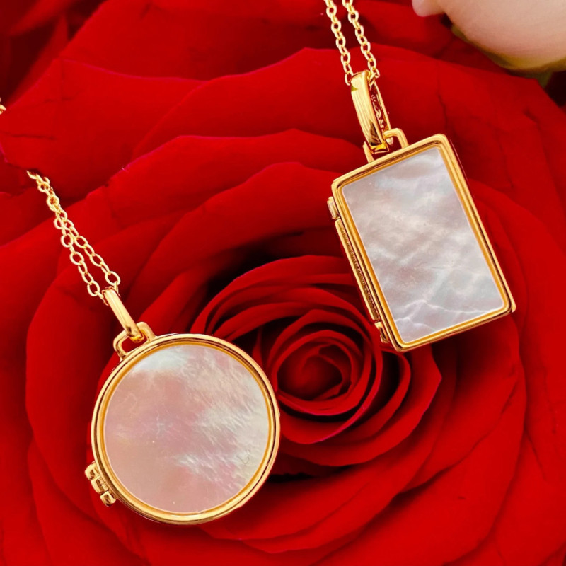 Ins Style Photo Album Minimalist Shell Pendant Magnetic Photo Box Pendant Necklace Square Round Simple Necklace