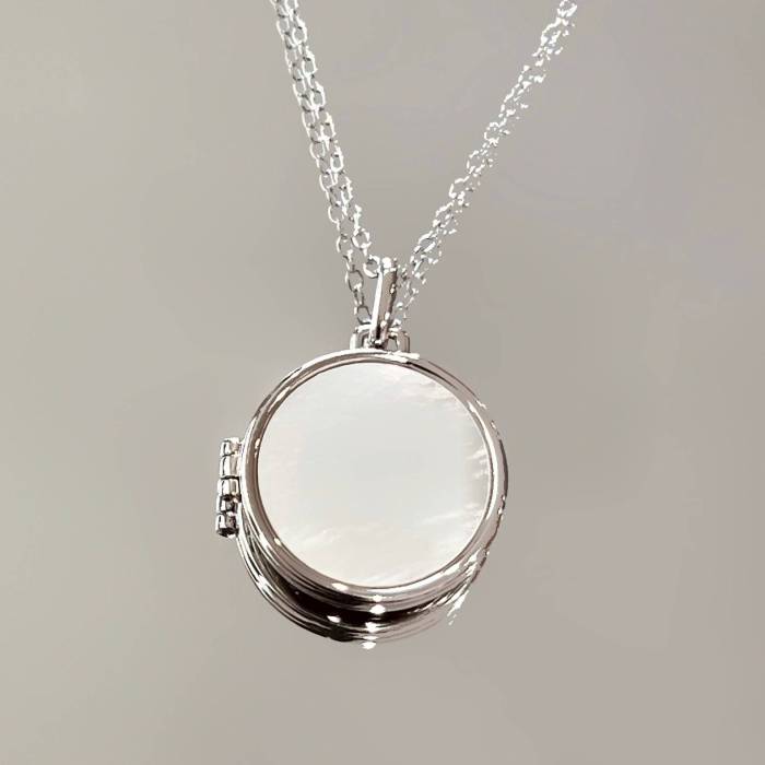 Ins Style Photo Album Minimalist Shell Pendant Magnetic Photo Box Pendant Necklace Square Round Simple Necklace