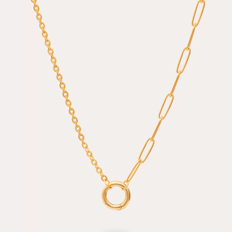 European and American Style Adjustable Necklace Pendant DIY Accessories for Women Basic Chain Open Circle Electroplated 18K Gold Color Retention