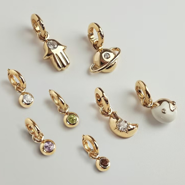 Independent Station Cross-Border Simple Twelve Birthstones Light Luxury High Praise Palm Moon Tai Chi Planet Pendant Gold-Plated Color Retention