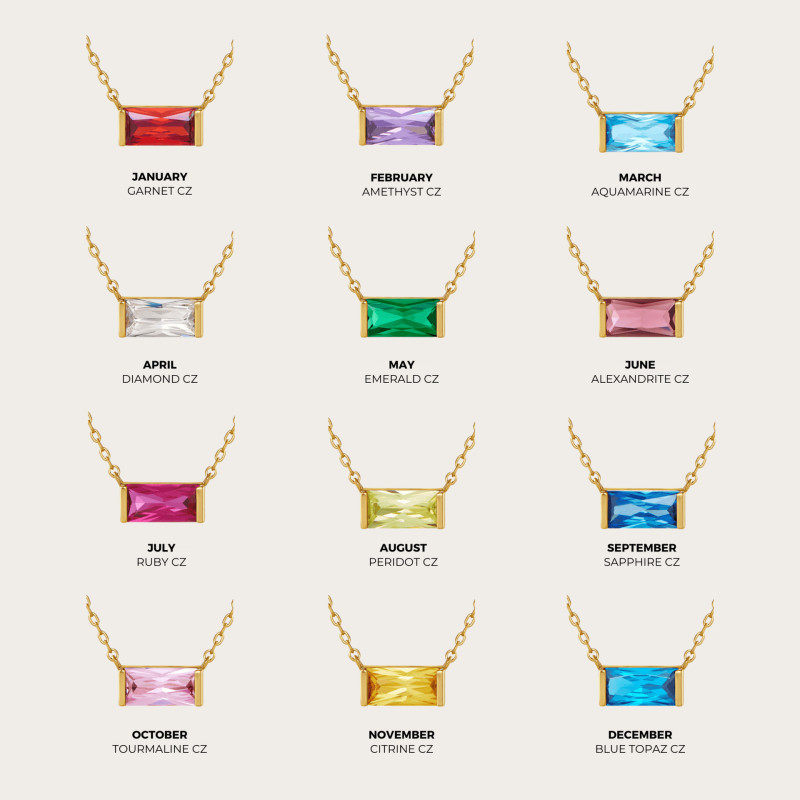 Stainless Steel Independent Stand Ins Hot Sale Twelve Birthstone Necklace 12 Birthstone Zircon Necklace Monthly Stone for Women