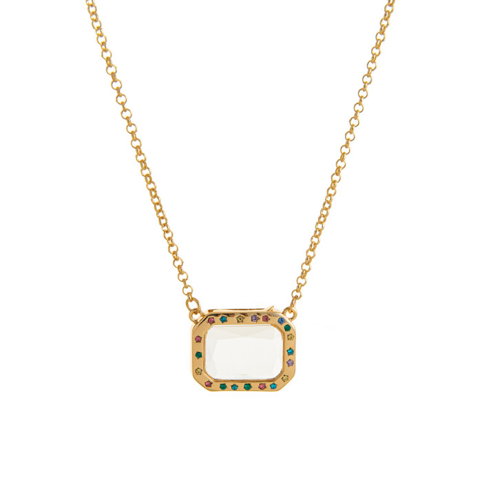European and American Retro Personality Photo Box Pendant Necklace Openable DIY Pendant Hollow Design Transparent Box 18K Gold Color Retention