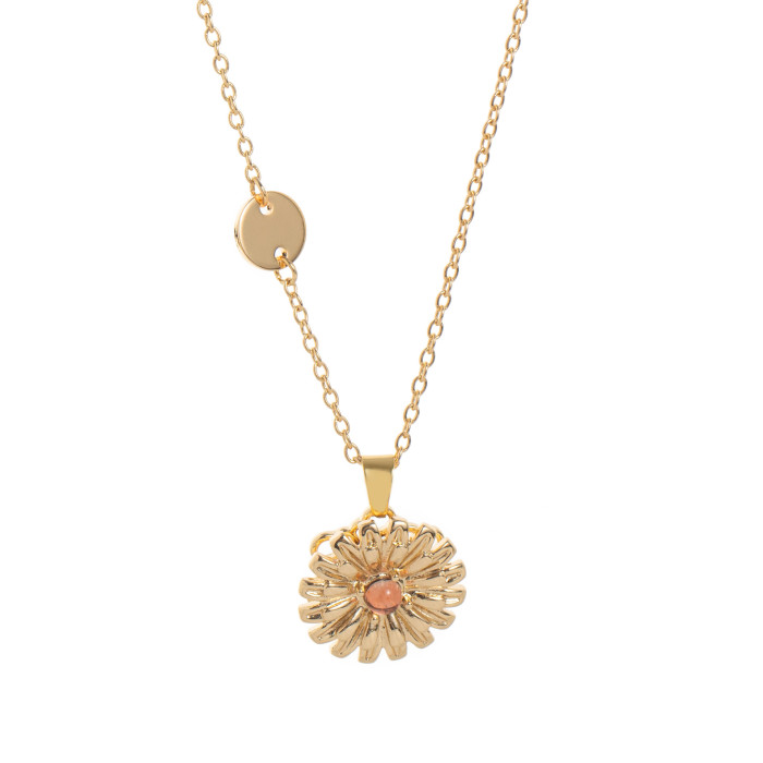 In Stock Rotatable December Flower Rotating Flower Lucky Necklace Elegant Versatile European and American Cross-Border Hot Sale