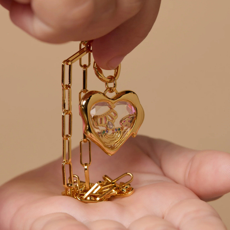 Cross-Border Independent Station Heart Zircon Necklace Light Luxury Versatile Collarbone Chain French DIY Design Sense Accessory