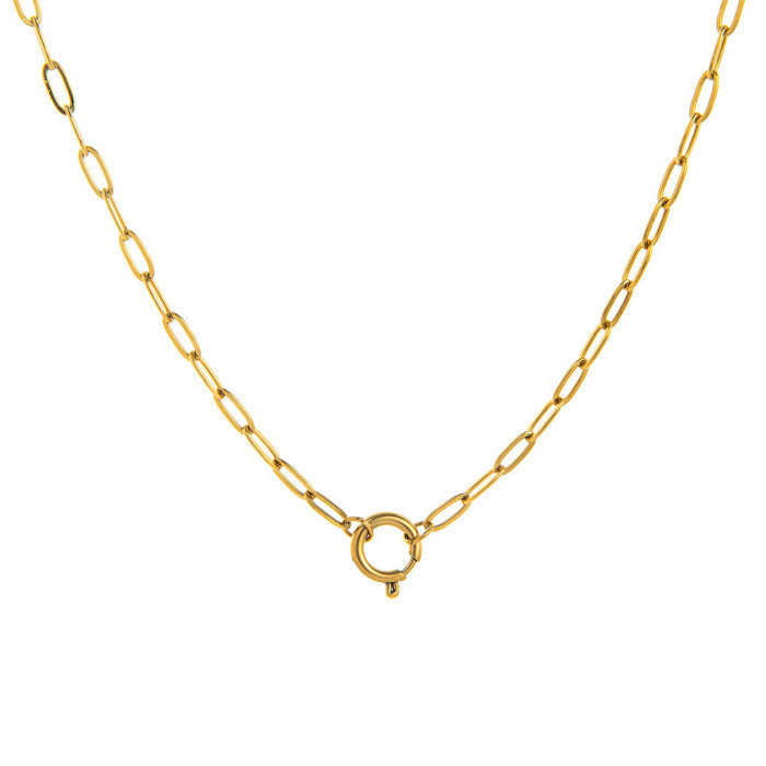 European and American New Style DIY Basic Adjustable Chain Collection Round Oval Necklace Electroplated 18K Gold Color Retention