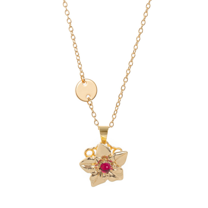 In Stock Rotatable December Flower Rotating Flower Lucky Necklace Elegant Versatile European and American Cross-Border Hot Sale