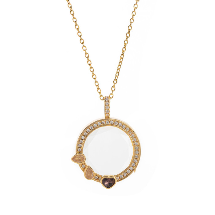 European and American Retro Personality Photo Box Pendant Necklace Openable DIY Pendant Hollow Design Transparent Box 18K Gold Color Retention