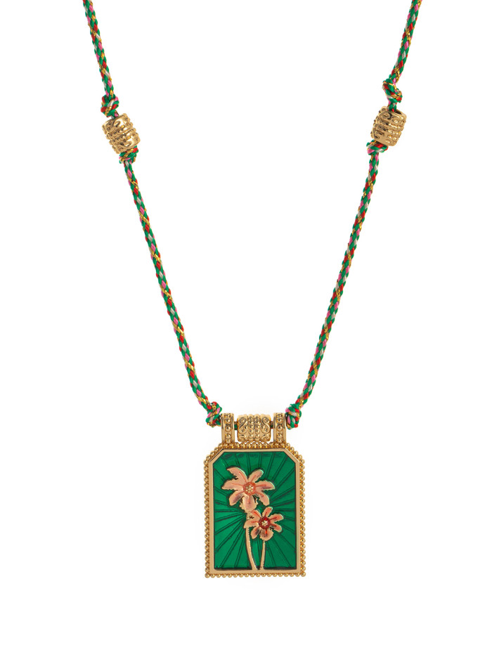 Fashion Simple Colorful Rope Heart Versatile Tarot Card Pendant Necklace Lucky Bead Chain Gold Plated