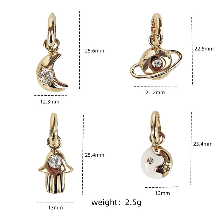 Independent Station Cross-Border Simple Twelve Birthstones Light Luxury High Praise Palm Moon Tai Chi Planet Pendant Gold-Plated Color Retention
