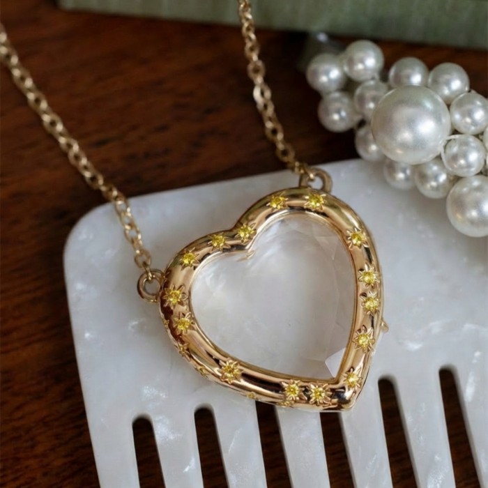 Cross-Border Hot-Selling Transparent Glass Open-Close Design DIY Cute Personalized Necklace Simple Versatile Accessory