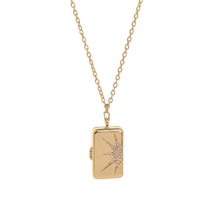 Heart Flower Album Pendant Square Open-Close Necklace Niche Design Open-Close LOVE Pendant Collarbone Chain