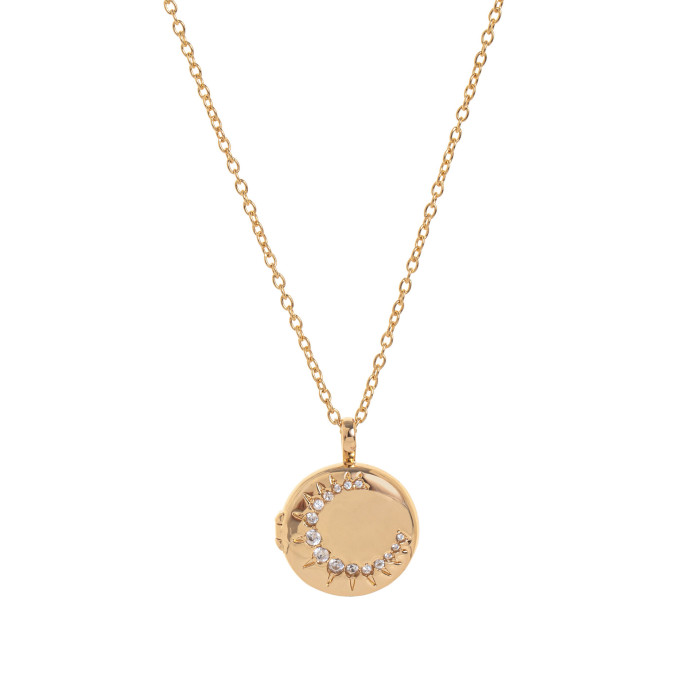Heart Flower Album Pendant Square Open-Close Necklace Niche Design Open-Close LOVE Pendant Collarbone Chain