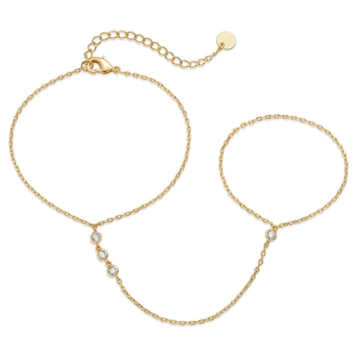Ins Style Titanium Steel 18K Gold Plated with Stone Small Round Fashion Bracelet Color Retention Women Stainless St...