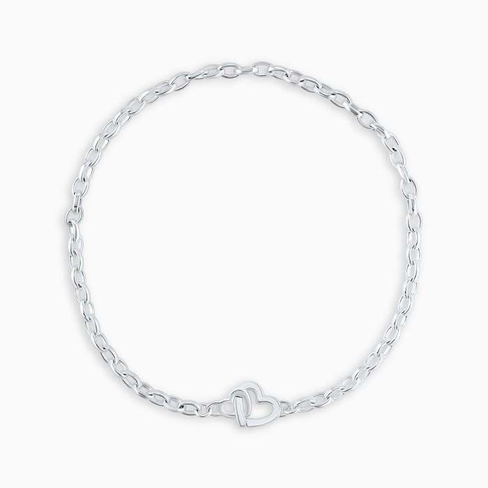 Stainless Steel Heart Double Buckle Paperclip Necklace Furnace Vacuum Plating 18K Real Gold Simple Commuting Bracelet