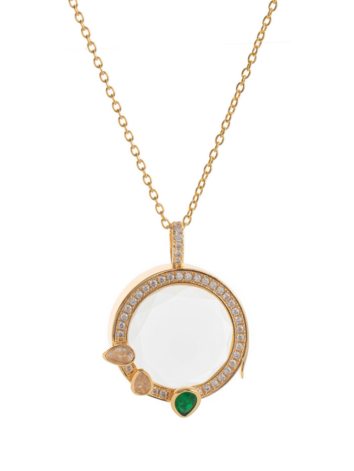 European and American Retro Personality Photo Box Pendant Necklace Openable DIY Pendant Hollow Design Transparent Box 18K Gold Color Retention