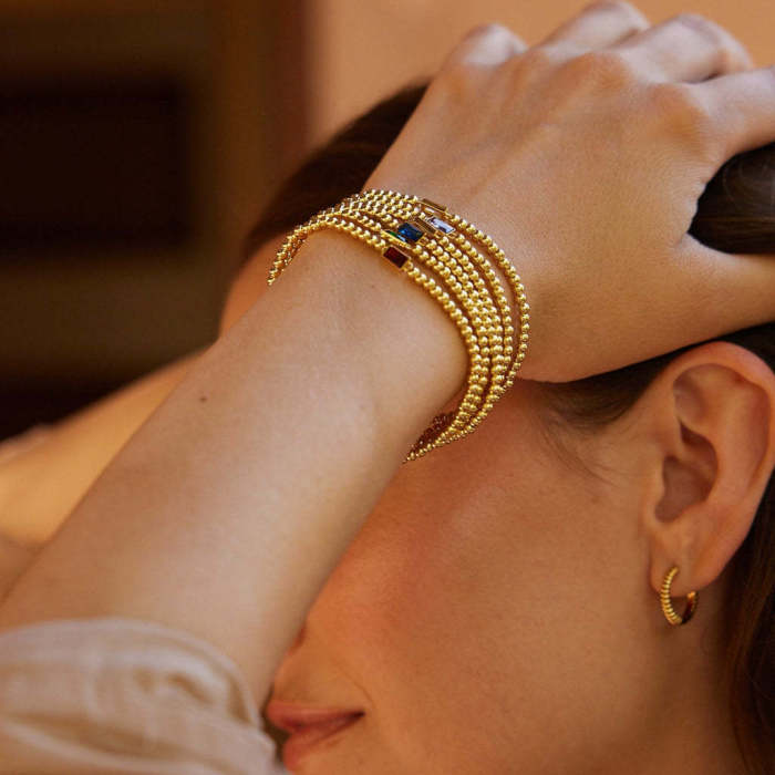 Minimalist Luxury Independent Birthstone Bracelet for Women December Birthstone Round Bead Chain
