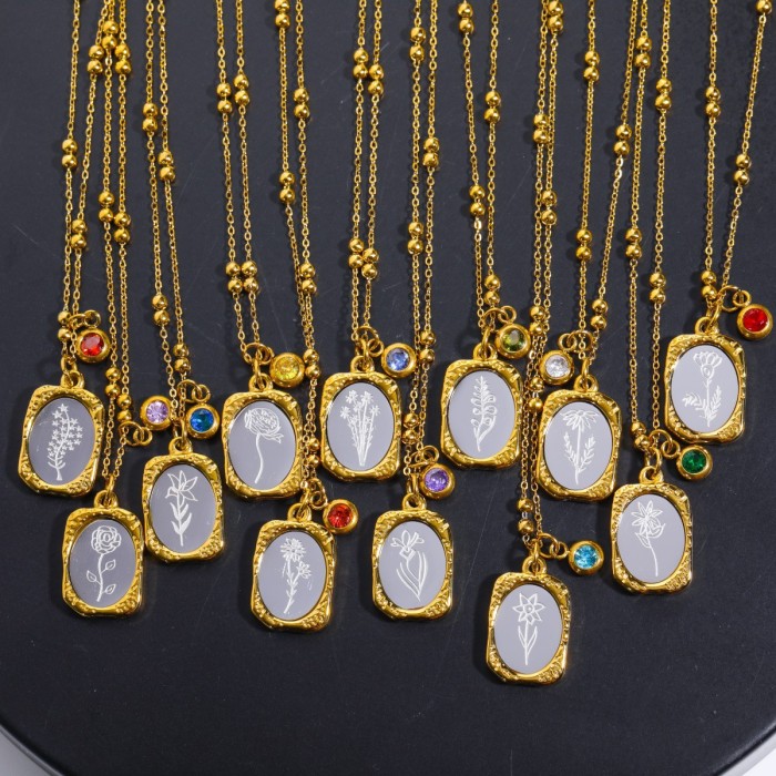 Vintage French Style Magic Mirror Rose December Flower Necklace Double Layer Pendant Flower Necklace 18K Gold