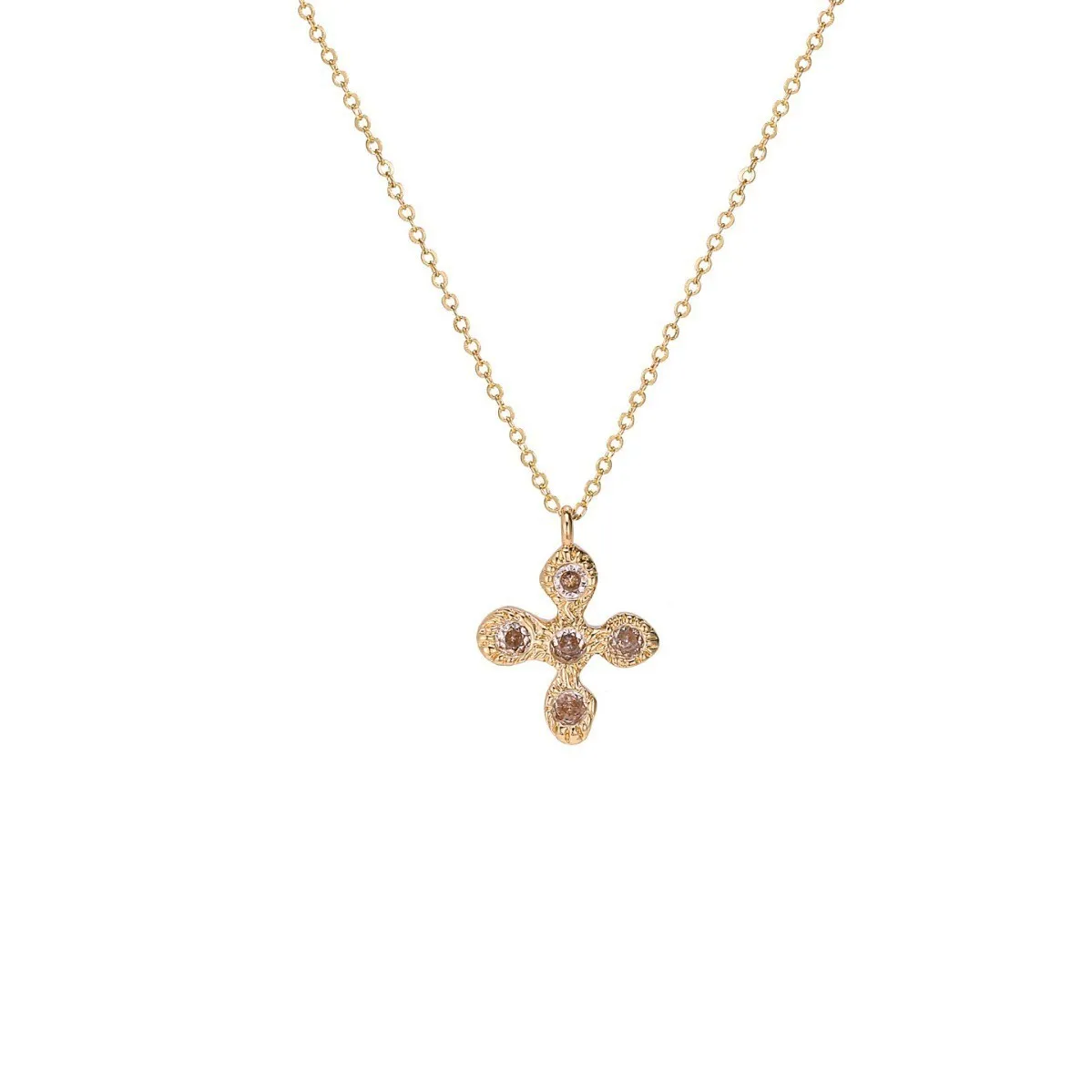 Cross-Border Two-Tone Daisy Inlaid Diamond Necklace main image
