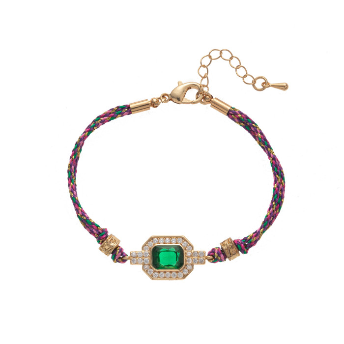 Vintage Niche New Tarot Card Four-Leaf Clover Bohemian Style Inlaid Zircon Bracelet Wholesale