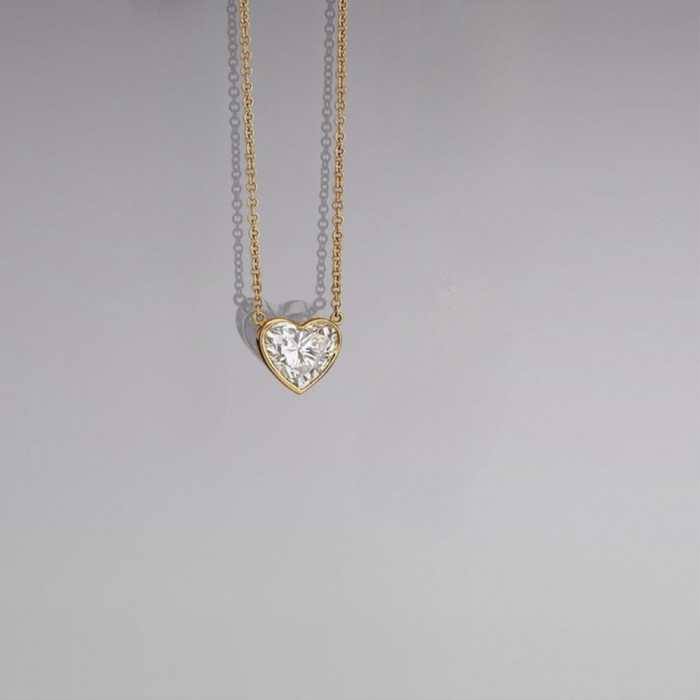 European and American Zircon Oval Round Pendant Necklace Simple Ins Fashion Electroplated Real Gold Color Retention