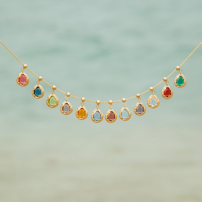 Stainless Steel December Birthstone Valentine's Day Gift Necklace Vacuum Electroplated 18K Gold Color Retention