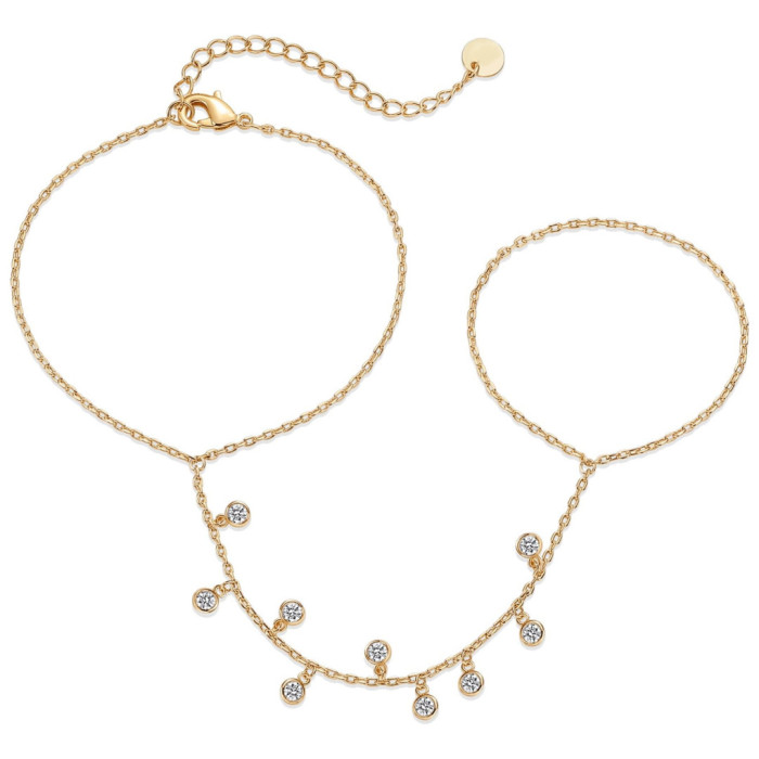Ins Style Titanium Steel 18K Gold Plated with Stone Small Round Fashion Bracelet Color Retention Women Stainless St...