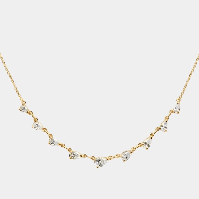 European and American Zircon Oval Round Pendant Necklace Simple Ins Fashion Electroplated Real Gold Color Retention