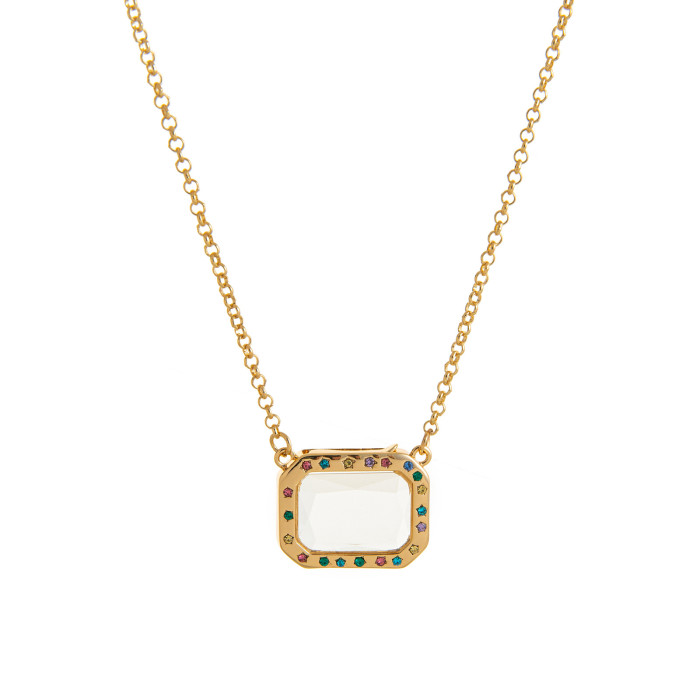 European and American Retro Personality Photo Box Pendant Necklace Openable DIY Pendant Hollow Design Transparent Box 18K Gold Color Retention