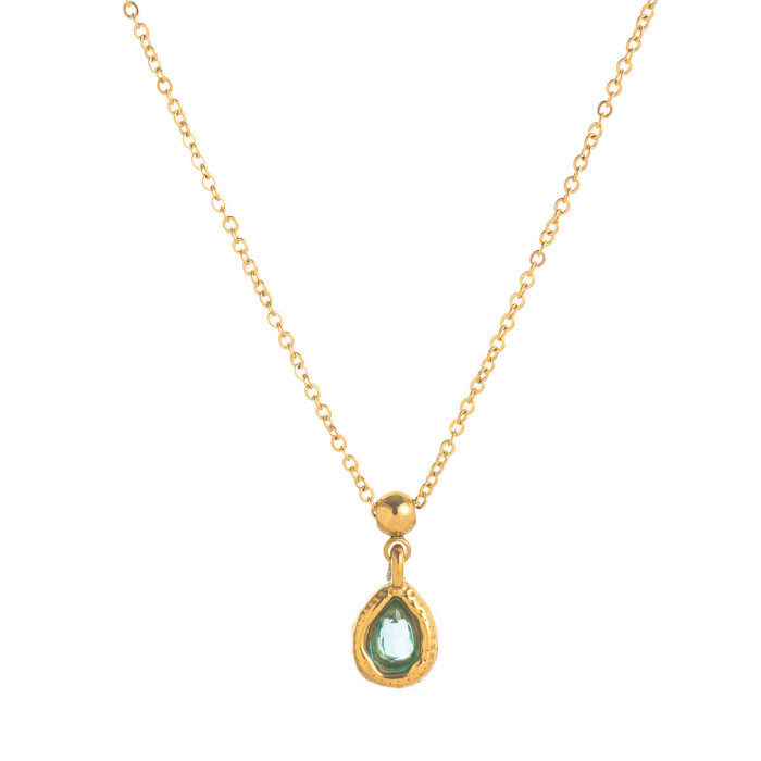 Stainless Steel December Birthstone Valentine's Day Gift Necklace Vacuum Electroplated 18K Gold Color Retention