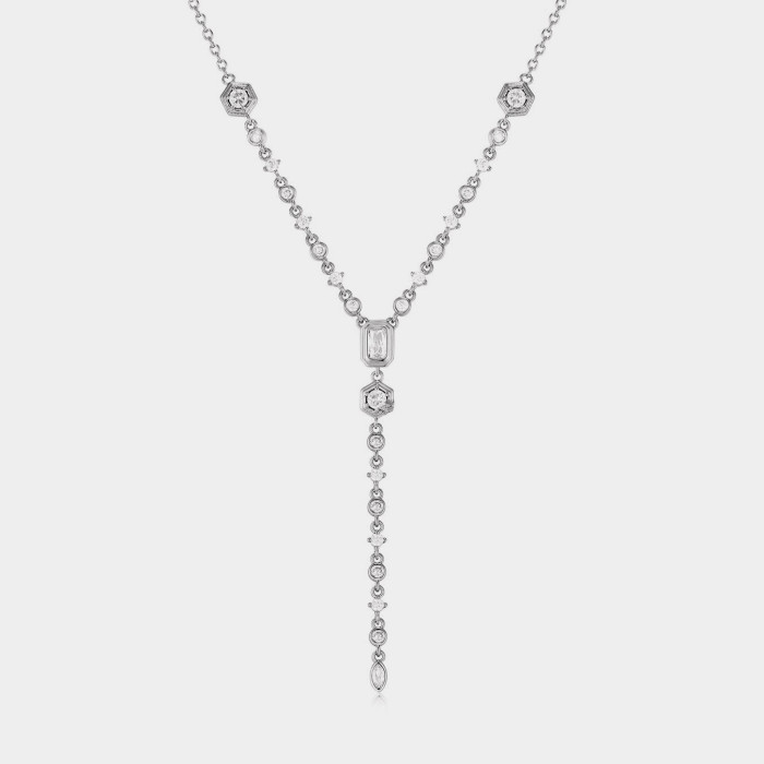 European and American Zircon Oval Round Pendant Necklace Simple Ins Fashion Electroplated Real Gold Color Retention