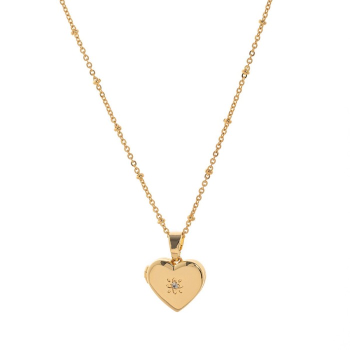 Heart Flower Album Pendant Square Open-Close Necklace Niche Design Open-Close LOVE Pendant Collarbone Chain