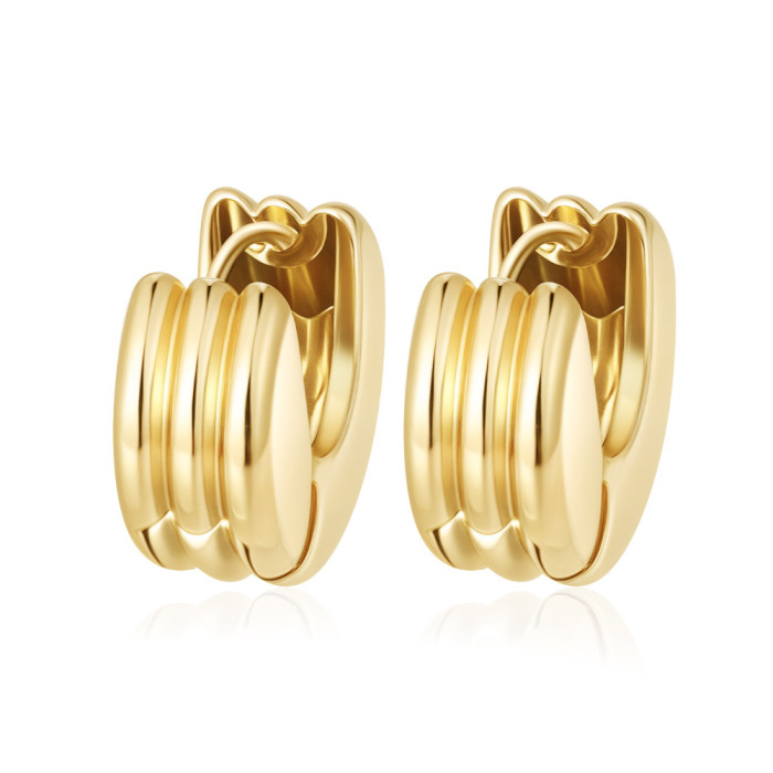 European and American fashion titanium steel earrings, simple stainless steel easy-clasp double-sided earrings, direct sales from manufacturer, popular cross-border accessory