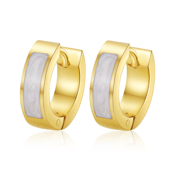 European and American fashion trend round stainless steel oil-dipped earrings for women, 18K vacuum-plated versatile earrings wholesale