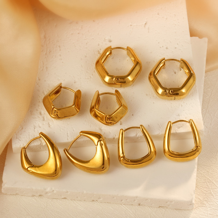 Vintage Niche Design with a Distinctive Aura, Three-dimensional Geometric Triangle and Hexagon Earrings for Women, Go...