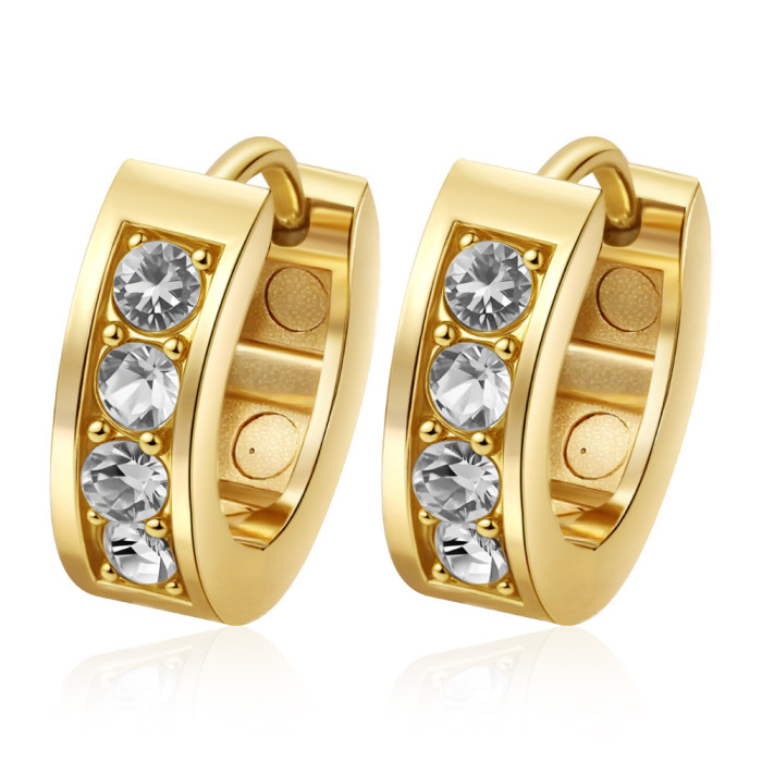 Cross-border titanium steel jewelry, small round bead stainless steel earrings, hoop earrings, simple and unique high-end earrings