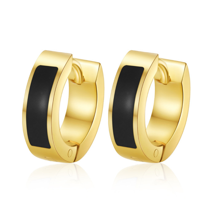 European and American fashion trend round stainless steel oil-dipped earrings for women, 18K vacuum-plated versatile earrings wholesale