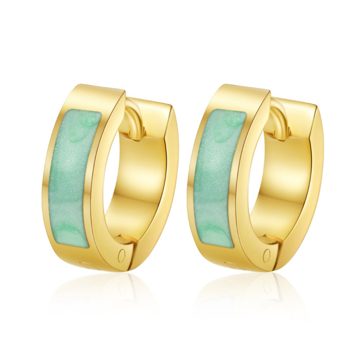 European and American fashion trend round stainless steel oil-dipped earrings for women, 18K vacuum-plated versatile earrings wholesale