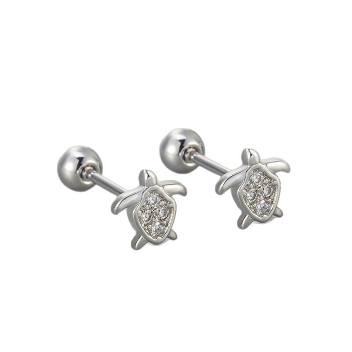 New simple diamond-studded small turtle earrings for women, unique design, creative, fashionable, and cute ear cuffs