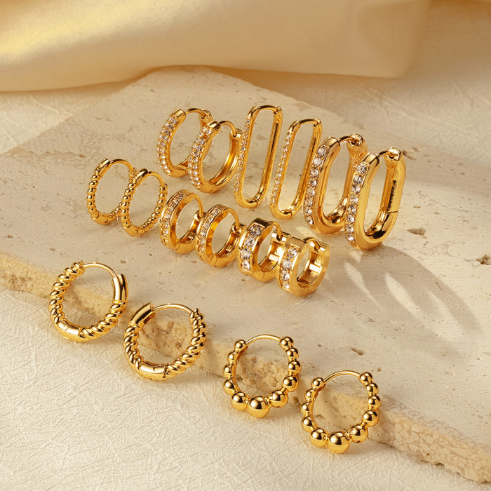 Cross-border titanium steel jewelry, small round bead stainless steel earrings, hoop earrings, simple and unique high-end earrings