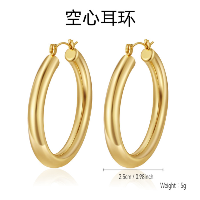 Amazon Bestseller: Simple and Unique Titanium Steel Unisex Real Gold Polished Ear Clips 4mm Hollow Earrings
