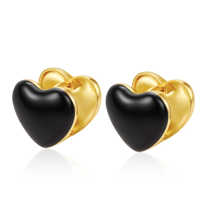 Cross-border e-commerce heart-shaped earrings, light luxury versatile design earrings, everyday multi-color enamel earrings